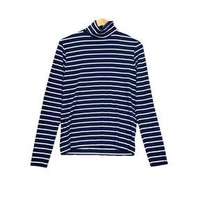 Polo Ralph Lauren Womens Knit Turtleneck Navy White XL Striped Old Money Preppy